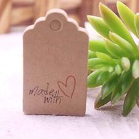 OBELLA BOUTIQUE 5x3cm handmade hang tag kraft paper thank you gift tag label for wedding/candy/baby gift products tagging package for 100pcs