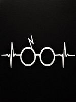Chase Grace Studio Harry Potter Glasses Vinyl Decal Sticker|White|Cars Trucks Vans SUV Laptops Wall Art|6.5" X 3"|CGS824