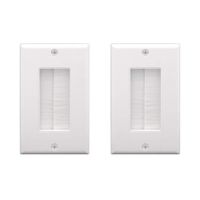 VCE 2-Pack Single Brush Wall Plate Cable Pass Through Insert for Wires, Single Gang Cable Access Strap, Wall Socket for HDTV, Home Theater Systems - White UL Listed