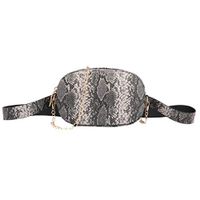 Lefthigh Women Snakeskin Zipper Single Shoulder Diagonal Cross Bag Sport Chest Pack