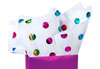 Rainbow Metallic Polka Dot Tissue Paper - Bulk Size 50 X-L Sheets