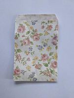 Small Floral Flat Paper Bags, 25 Count Roma Bags, Non-Gusset, Wedding Favor Bags, Party Favors, Kraft Bags