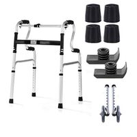 OUG Wheel Walker with Armrest Support Pad, Foldable Walker, Adult Walker Rehabilitation Walker, Non-Slip Design Walker, Suitable for Nursing Home, Rehabilitation Staff (4 Non-Slip Mat + Sled Sleeve)