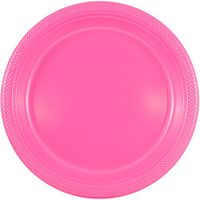 JAM PAPER Round Plastic Party Plates - Medium - 9 inch - Fuchsia Pink - 20/Pack