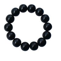 eleeColorful Power Health Tourmaline Black/Green Bigger Beads Stretch Bracelet Wristband (Black)