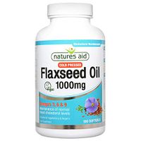 Natures Aid Flaxseed Oil 1000mg Cold Pressed (Omega 3, 6 + 9) 180 caps. Suitable for Vegetarians.