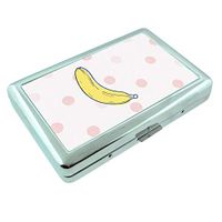 Polka Dot Banana Em1 Hip Silver Cigarette Case Id Holder Metal Wallet 4" X 2.75" RFID Protection