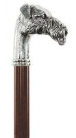 Fox Terrier Walking Cane with Silver Plated Terrier Handle. Made in Italy
