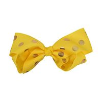 Yellow 5 Inch Bow With Gold Polka Dots