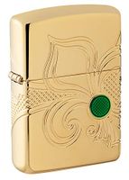 Zippo Armor Fleur-de-lis Design Pocket Lighter, High Polish Gold Plate