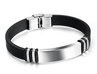 HUANIAN DIY Personalized Custom Engraving Plain Stainless Steel Medical ID Bangle for Men Women, Name Plate Identity Bracelet