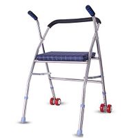 LTLHXM Homecraft 2 Wheeled Rollator Walker Padded Seat and Backrest Underseat Basket Lightweight Foldable Aluminium Frame Lockable Brakes Walking Mobility Aid 83-92Cm