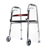 TYJ-USA Walker Belt Wheel with Walking aid Aluminum Alloy Thickening Old Walking Walker Folding Four-Legged Walking Stick Trolley (Color : Silver, Size : 4960cm)