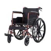 Hong Tai Yang XF Wheelchair Transport Chair, Medical Steel Ultralight Adult Portable Folding for Travel and Storage, 18" Wide Seat Armchairs (Color : Brown)