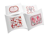 Pillow Boxes, Gift Card Holders, Hearts Theme for Any Occasion of Love, Appreciation, and Caring, 4 Designs, Set of 4 one Each Design