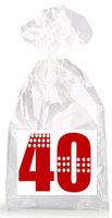 Red with Dotted Strips 40th Birthday Party Favor Bags with Ties - 12pack