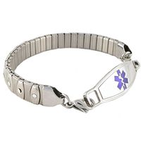 Women's Medical Alert ID Bracelet | Free Engraving Included | Sparkly | Stretch Bracelet for Quick Easy On & Off | No Pinching | Athena - Size 8.75 | Choose Different Color ID Tags