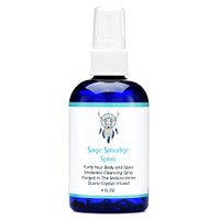 White Sage Smudge Spray for Cleansing and Clearing Energy (4 Ounce) - Liquid Blend Alternative to Incense, Sticks Or Bundles - Pure Essential Oil Ingredients and Real Crystals - Handmade with Love
