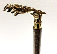 Marine Nautical Store Wooden Walking Stick Brass Jaguar Handle Cane Leather Walking Stick Cane