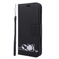 Lomogo Leather Wallet Case for Galaxy A6 (2018) with Stand Feature Card Holder Magnetic Closure, Shockproof Flip Case Cover for Samsung Galaxy A6 2018 - LOGHU050061 Black