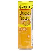 MAJOR Glucose TABS 4GM Fast Dextrose (ANHYDROUS)-4 GM Orange 10 Tablets UPC 309045896150
