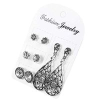 Womens 4Pair/Set Antique Water-drop Shaped Crystal Stud Earrings Gifts Jewelry Good Jewerly Fine Design Cheap Pendant Bangle Brides Comfortable Simple Charm