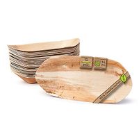 Naturally Chic Palm Leaf Compostable Trays - 12” Biodegradable Disposable Eco Friendly Serving Trays for Weddings, Parties, BBQs, Events (25 Pack)
