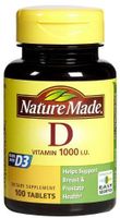 Nature Made Vitamin D3 1000 IU, 100 Tablets (2 Pack)