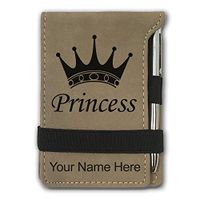 Mini Notepad, Princess Crown, Personalized Engraving Included (Light Brown)