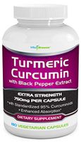 Turmeric Curcumin Complex with Black Pepper Extract - 750mg per Capsule, 180 Veg. Caps - Contains Piperine (for Superior Absorption and Tumeric Bio-Availability) and 95% Standardized Curcuminoids