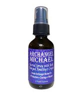 Archangel Michael Sacred Spray with Reiki Charged Amethyst Crystal (2 oz) - High Frequency Essential Oil Blend Includes Palo Santo, Angelica & Blue Cypress in Glass Bottle