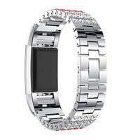 Lyperkin Compatible with Fitbit Charge 2 Bands, Luxury Crystal Stainless Steel Watch Strap Bands Quick Release Replacement Wristband Accessories Compatible with Fitbit Charge 2 Watch for Women A-26