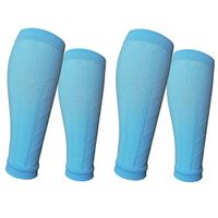 (2 Pairs) Compression Calf Sleeves Men & Women (20-30mmhg) - Best Footless Compression Socks Shin Splints, Running, Leg Pain, Nurses & Maternity Pregnancy - Increase Blood Circulation (Light Blue)
