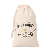 Ling's moment 10pcs 4"x6" Classy in Sickness and in Health Hangover Kit Bachelorette Party Gift Bags Wedding Cotton Muslin Welcome Favors Hen Weekend Stag Party Recovery Kit Bags