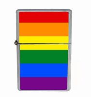 Gay Pride Flip Top Oil Lighter R1 Smoking Cigarette Silver Case Included