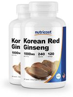 Nutricost Korean Ginseng 500mg, 240 Capsules (2 Bottles) - 1000mg Extra Strength Serving Size - Gluten Free & Non-GMO