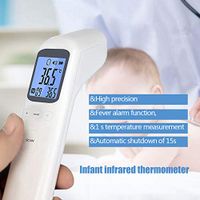 Kukakoo Ear and Forehead Thermometer, Fever Alarm and Memory Function丨LCD Digital Non-Contact Infrared Thermometer Forehead Body Temperature Meter for Baby Kids Adults Indoor Outdoor White