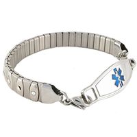 Women's Medical Alert ID Bracelet | Free Engraving Included | Sparkly | Stretch Bracelet for Quick Easy On & Off | No Pinching | Athena - Size 7.75 | Choose Different Color ID Tags
