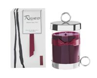 Rigaud Paris, Jardin d'Orient (Oriental Garden) Bougie D'ambiance Parfumee, Crimson, Large Candle Modele Complet with Metal Silver Snuffer and Metal Silver Base, 5.5 Inches, 90 Hours Burn Life