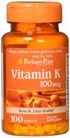 Puritans Pride Vitamin K 100 mcg Tablets, 100 Count
