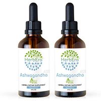 Ashwagandha A120 (2pcs) Alcohol Herbal Extract Tincture, Super-Concentrated Organic (Shui Qie, Indian Ginseng, Withania Somnifera) Dried Root (2x4 fl oz)