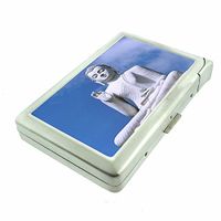 Cigarette Case with Built in Lighter Vintage Buddha S8 Smoking King Size Cigarettes Silver Metal Wallet 4" X 2.75" RFID Protection Religious