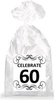 Elegant Celebrate 60th Birthday Party Favor Bags with Ties - 12pack