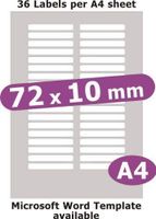 Minilabel 72X10mm , 180 Labels , Matt Paper , 5 A4 Sheets , Laser Copier Inkjet Stickers