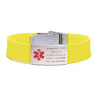 BAIYI Medical Bracelets Waterproof Stainless Steel Alert Bracelets Adjustable Silicone Sport Emergency ID Bracelets for Men Women Kids Yellow