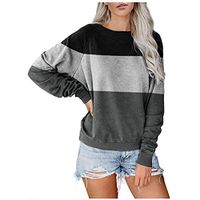 HIRIRI Womens Crewneck Long Sleeve Casual Solid Tops Blouses Fall T-Shirts Pullovers Sweatshirt Raglan Shirt Gray