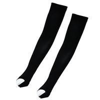 Non Slip UV Protection Cooling Arm Sleeves for Men Women Sunblock Cooler Protective Sports Running Golf Cycling Basketball Driving Fishing Long Arm Cover Sleeves - Fingertip Black