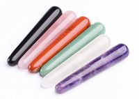 JIC Gem Mix 6pc Natural Crystal Gua Sha Scraping Massage Tool,Massage Wand for Face Acupuncture Therapy Stick Point Treatment Reiki Healing
