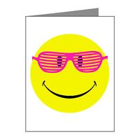 Note Card Neon Yellow Smiley Face Sunglasses