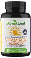 Vitamin D3 10,000 IU Weekly Supplement - 180 Vegetable Capsules - Helps Boost and Strengthen Bones, Teeth, Immune System and Muscle Function - by ForestLeaf